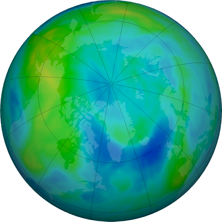 Arctic ozone map for 21 October 2019